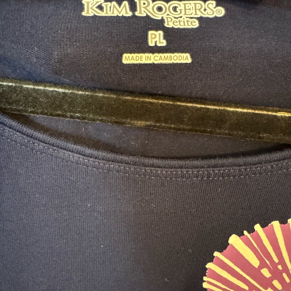 ❤️Kim Rogers Navy Blue Short Sleeve Tee w/SEAHORSE/STARFISH LARGE/PETITE #P - Picture 5 of 6